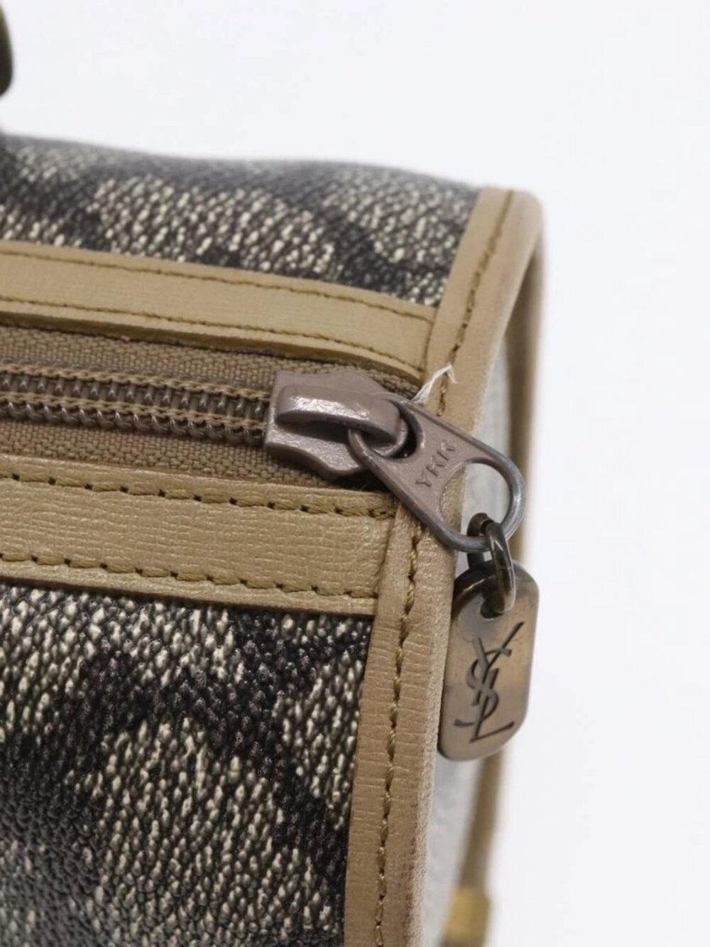 SAINT LAURENT Hand Bag PVC Canvas Gray Beige Auth fm4973 - Picture 14 of 16